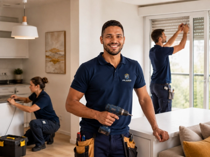 Equipa da Pilaris durante um trabalho de reparação e remodelação